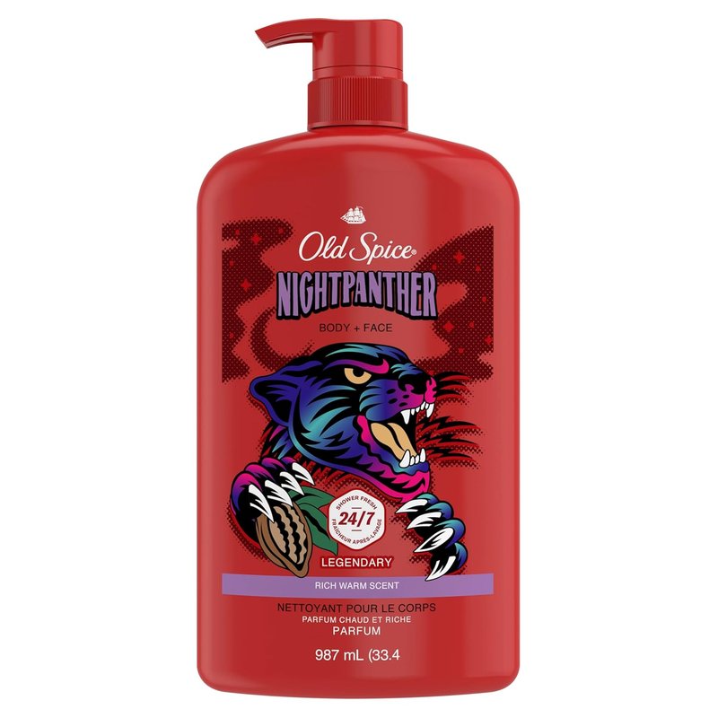 Old Spice Body Wash for Men - 3X Defense, 24/7 Fresh Scent, NightPanther, 33.4 oz