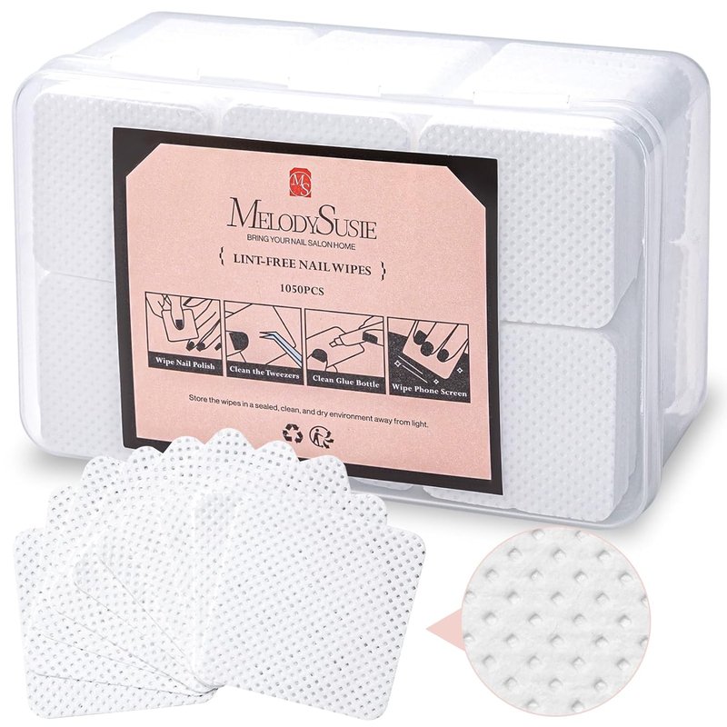 MelodySusie Lint-Free Nail Wipes - 1050 Pcs Super Absorbent Soft Non-Woven for Polish & Extensions