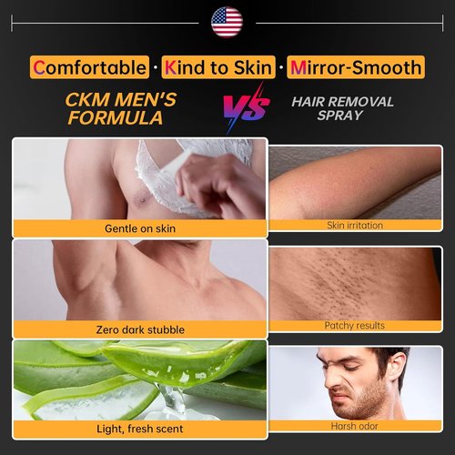 Men's Hair Removal Cream - Painless Depilatory Gel for All Skin Types, 3.38 FL OZ