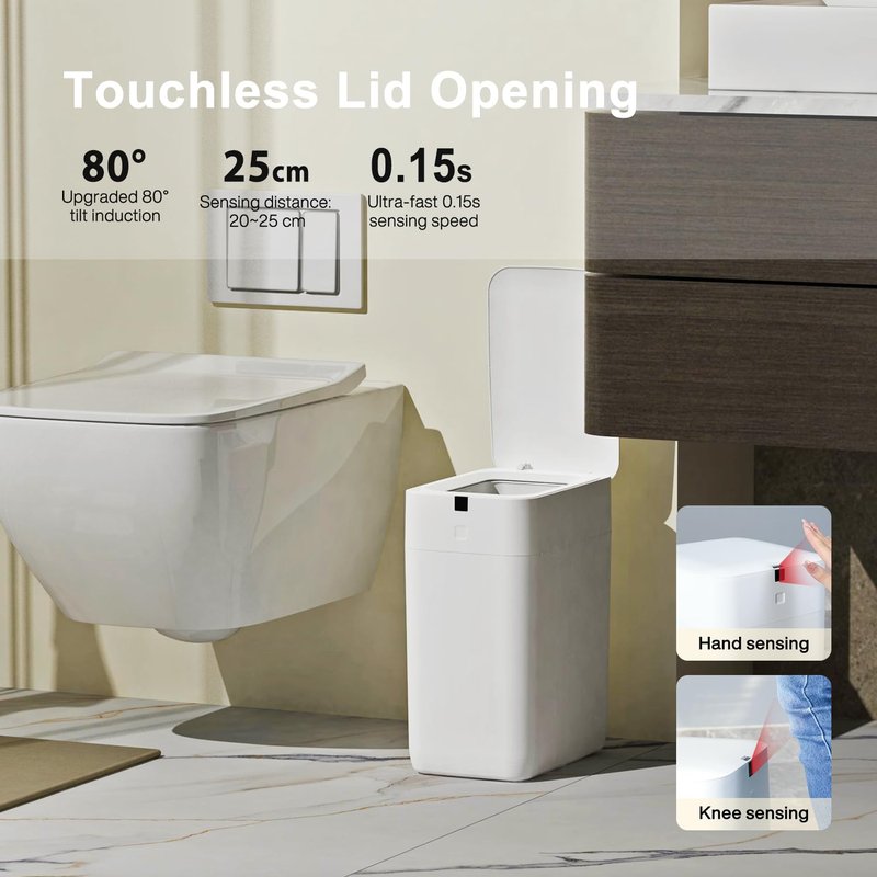 Airdeer Automatic Trash Can - 3 Gallon Touchless Motion Sensor Garbage Can | Self-Sealing & Self-Changing with 6 Refill Rings (C3, White)