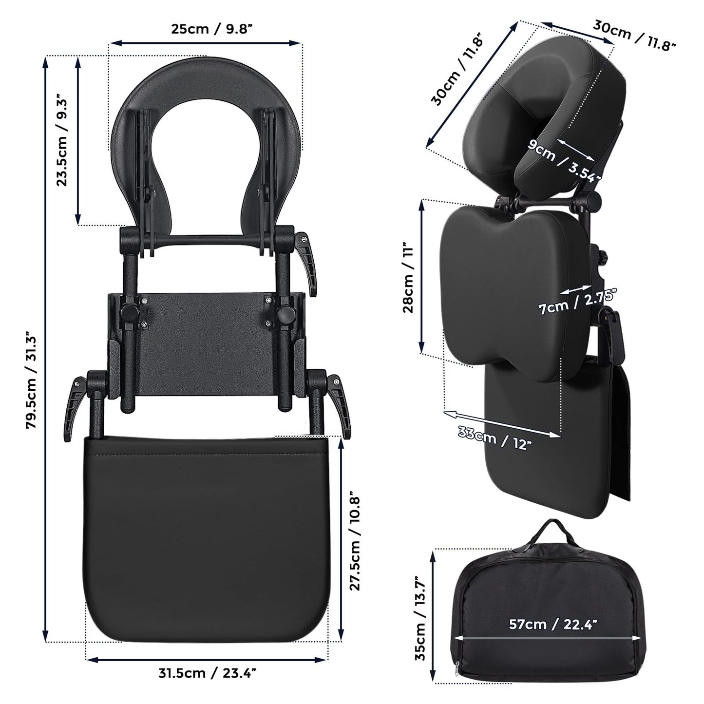 Udefineit 3 in 1 Multifunctional Portable Face Down Cradle Massage Kit for Desktop, Massage Bed & Home Mattress, Deluxe Adjustable Headrest Face Pillow Bracket for Office Sleeping Nap Rest