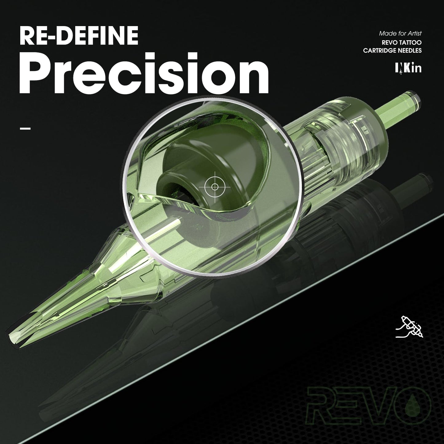 INKin REVO Tattoo Cartridge Needles, Disposable Tattoo Needles With Re-Define Precision #10 Bugpin 0.30mm Round Liner 3RL, Upgraded Design Durable Needle Cartridges for Tattooing 20Pcs (R1003RL)