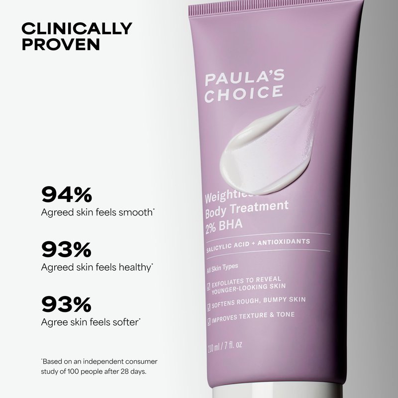 Paula's Choice Weightless Body Lotion Treatment 2% BHA, Salicylic Acid & Chamomile Lotion Exfoliant, Body Moisturizer for Keratosis Pilaris (KP) Prone Skin & Clogged Pores, Fragrance-Free