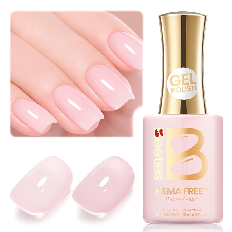 Beetles Gel Polish - Warm Grace Nude Pink 15ML | Sheer Translucent UV Soak Off Nail Color for DIY Manicure