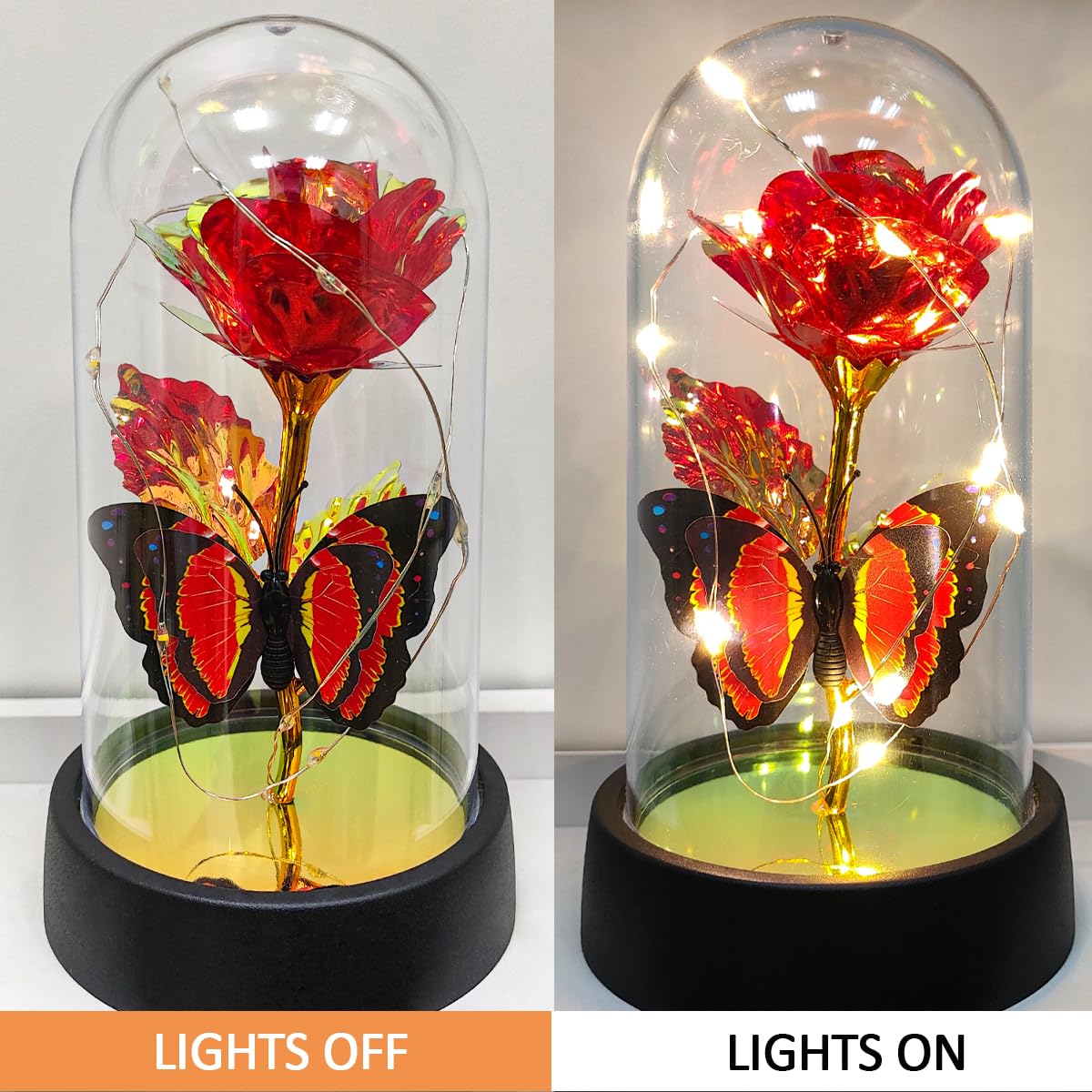 Glass Rose in Glass Dome, Light Up Flower, Eternal Roses - Valentines Day Gifts for Her, Mothers Day Roses Gift for Mom, Womens Gifts for Christmas - Galaxy Rose, Birthday Gift