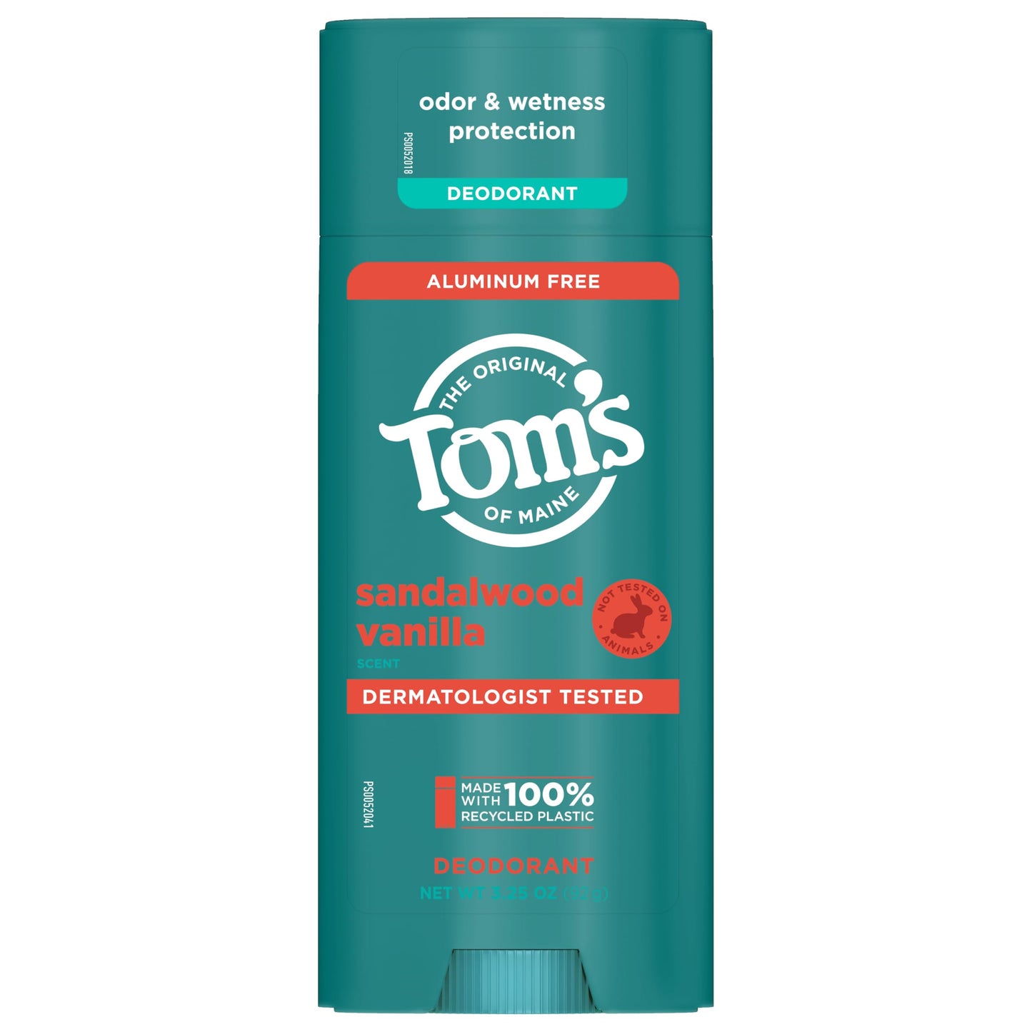 Tom’s of Maine Sandalwood Vanilla Aluminum Free Natural Deodorant For Women & Men | Goes on Clear | Odor & Wetness Protection | Naturally Derived and Moisture-Locking Ingredients | 3.25 oz