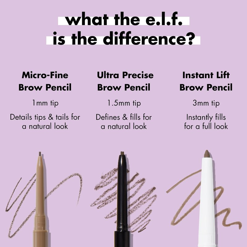 e.l.f. Micro-Fine Brow Pencil, Waterproof Brow Color & Spoolie For Shaping Brows & Creating A Feathered Natural-Looking Finish, Vegan & Cruelty-Free, Black