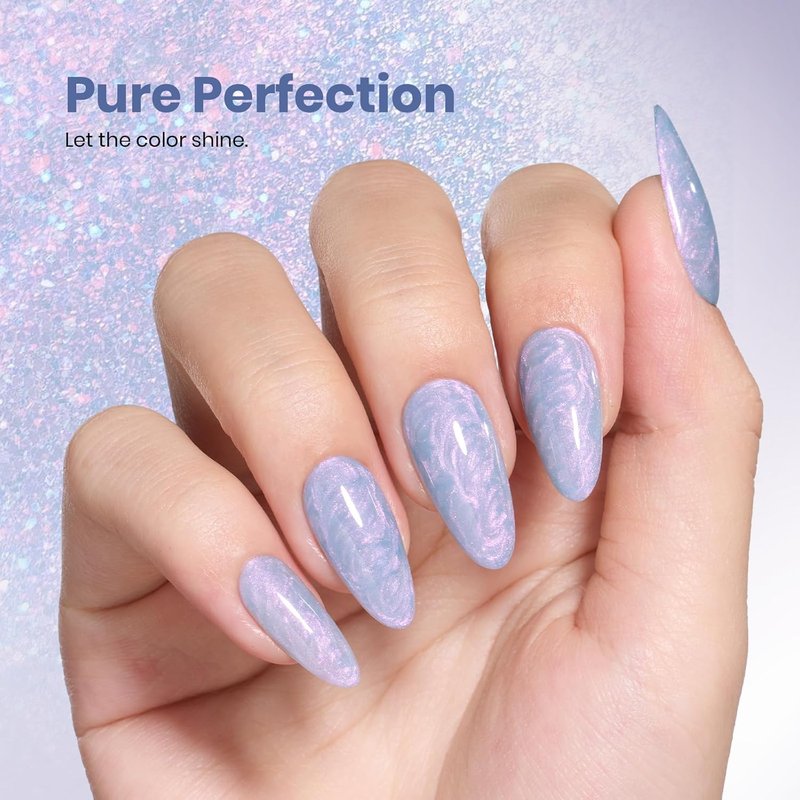 Beetles Pearl Gel Nail Polish - Lavender Nebula Blue Shimmer | 15ml Long-Lasting UV Gel for Stunning Nail Art