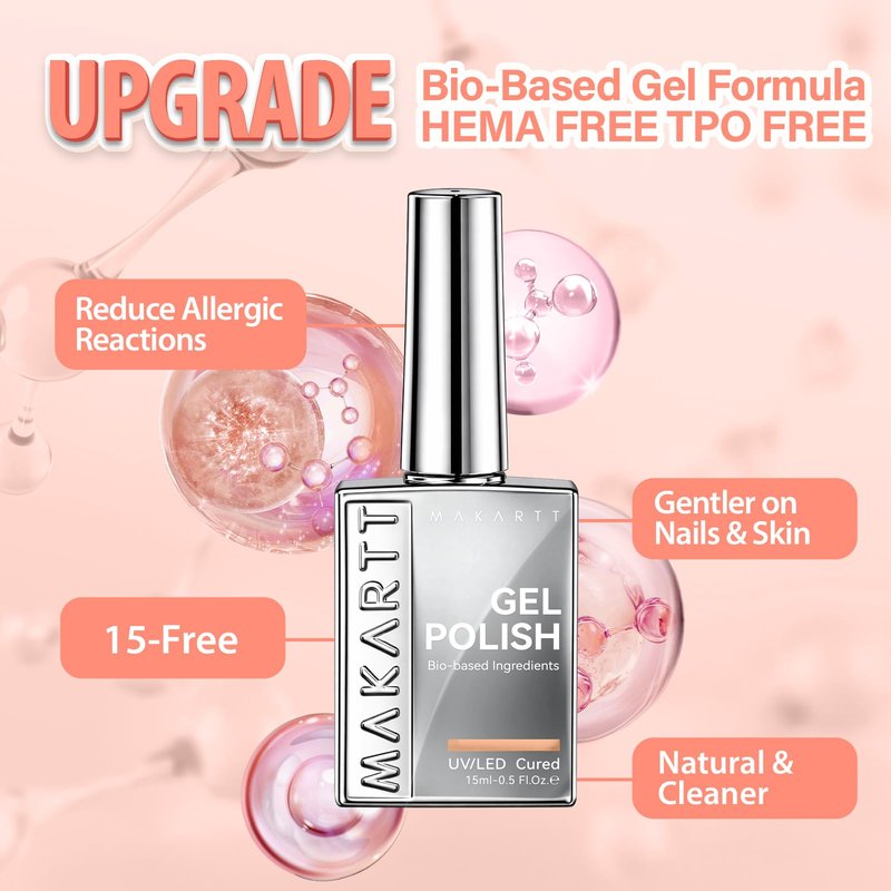 Makartt Jelly Nude Gel Nail Polish: 15ML Hema-Free Neutral Cashmere Nude Nail Polish Sheer Translucent Effect Soak Off UV LED Nail Art Manicure DIY Home Salon Gift for Women