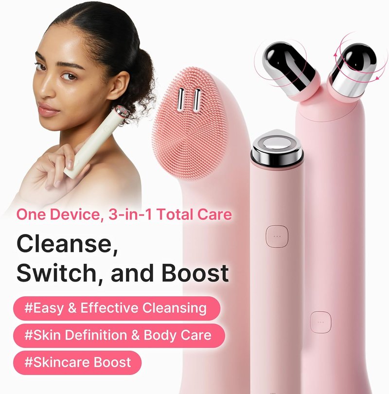 Medicube Mini Booster Pro Plus - 3-in-1 Korean Facial Device for Makeup Removal, Pore Cleansing & Skin Care | Pink