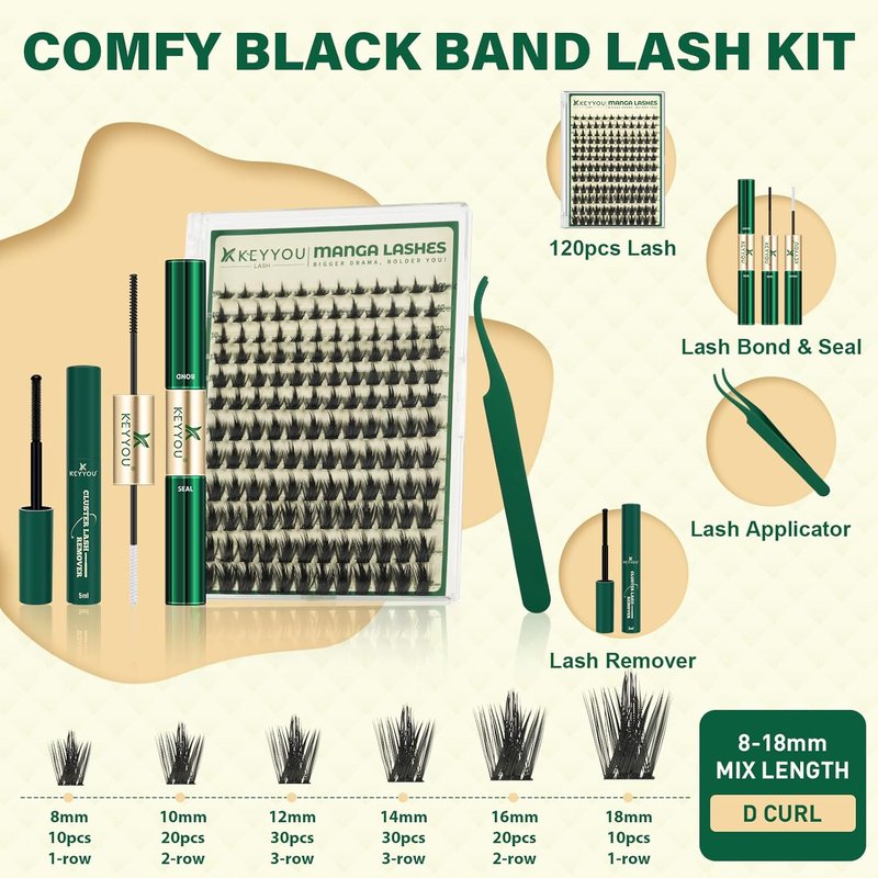 Lash Clusters Kit - California Sunset 8-18mm Eyelash Extensions | DIY Natural Fairy Lashes with Bond & Remover