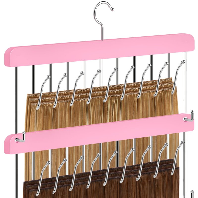 2 Pack Hair Extension Holder & Hanger – Stackable Hair Extension Storage Rack for Styling, Rotatable Braiding Rack Wig Organizer Stand for Wigs, Hairpieces, Clip/Tape Ins and Accessories