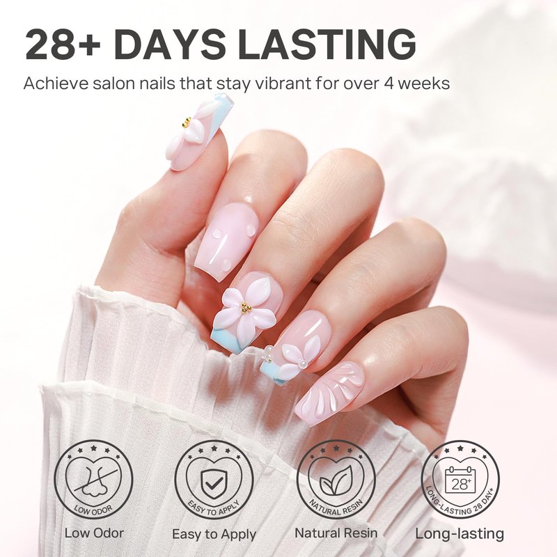 MIZHSE White 3D Gel Nail Art 30g Sculpting Gel Non-Sticky Molding Gels Solid U V LED Soak Off Gels Polish with 3D Flower Charm Nail Molds for Nails and Silicone Pen for Nail Design