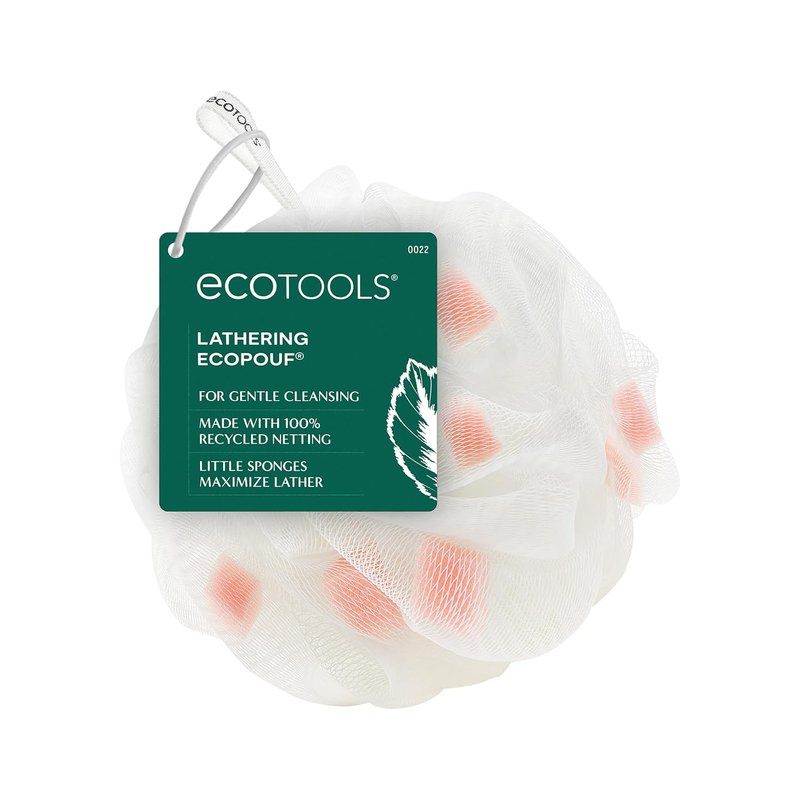 EcoTools Lathering EcoPouf | Loofah with Mini Sponges for Gentle Exfoliation - 1 Count