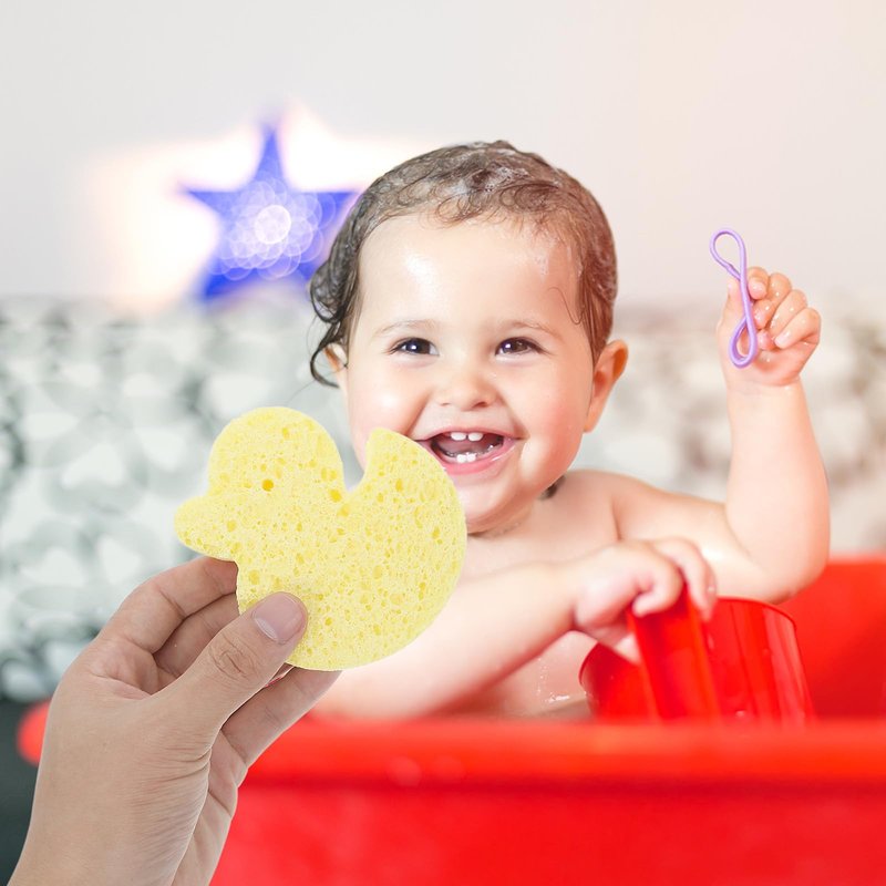 minkissy Cute Bath Sponge for Newborns Soft Yellow Duck Bathing Sponges for Kids, Baby Cartoon Bath Sponge Gentle Exfoliating Bath Supplies