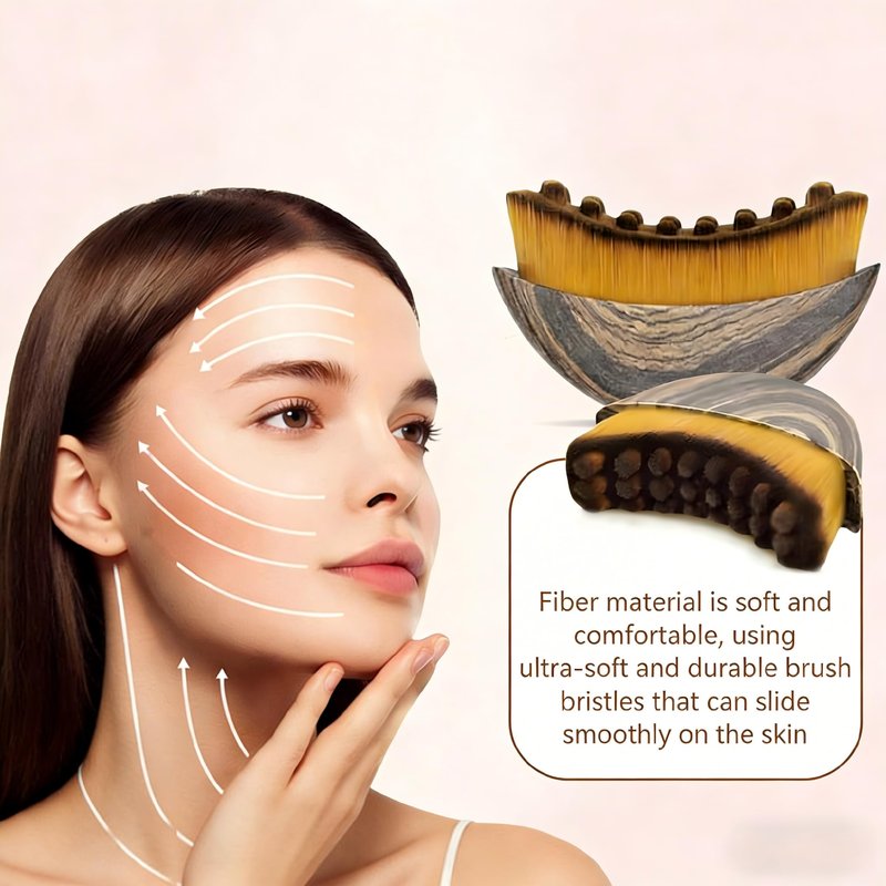 2 PCS New Lymphatic Contour Face Brush for Sculpting – Face Brush for Lymphatic Drainage, Anti-Puffiness, Detox & Lift, Improves Skin Glow & Absorption, Travel-Friendly Portable Design