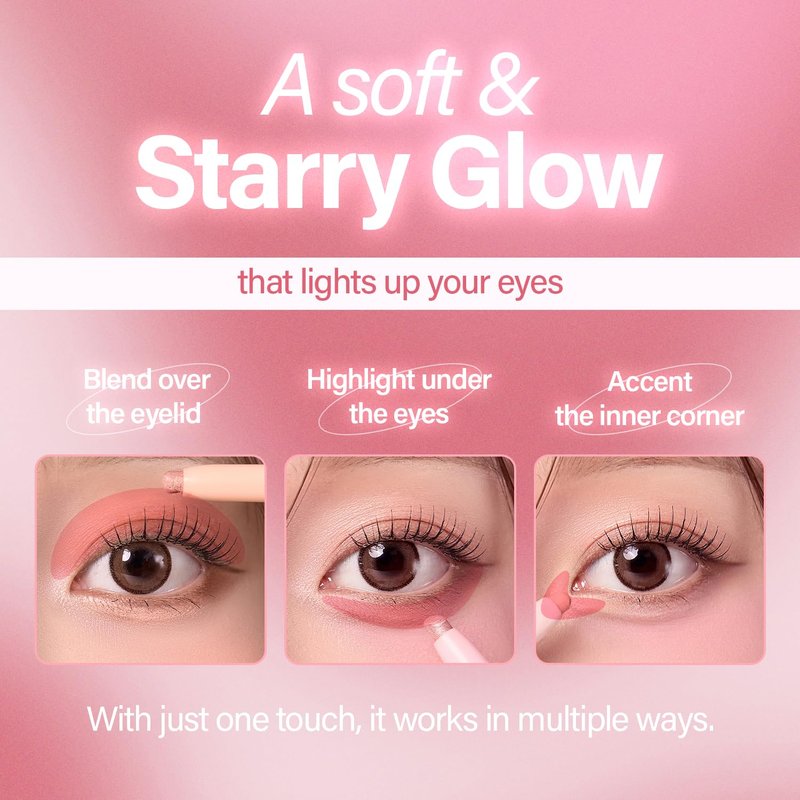 INGA Shine Eyes Stick Shadow - Creamy Shimmer Eyeshadow, Smudge-Proof, Easy-to-Blend, Long-Lasting Eye Makeup Stick with Precise Tip for Easy Application (Dew Peach)