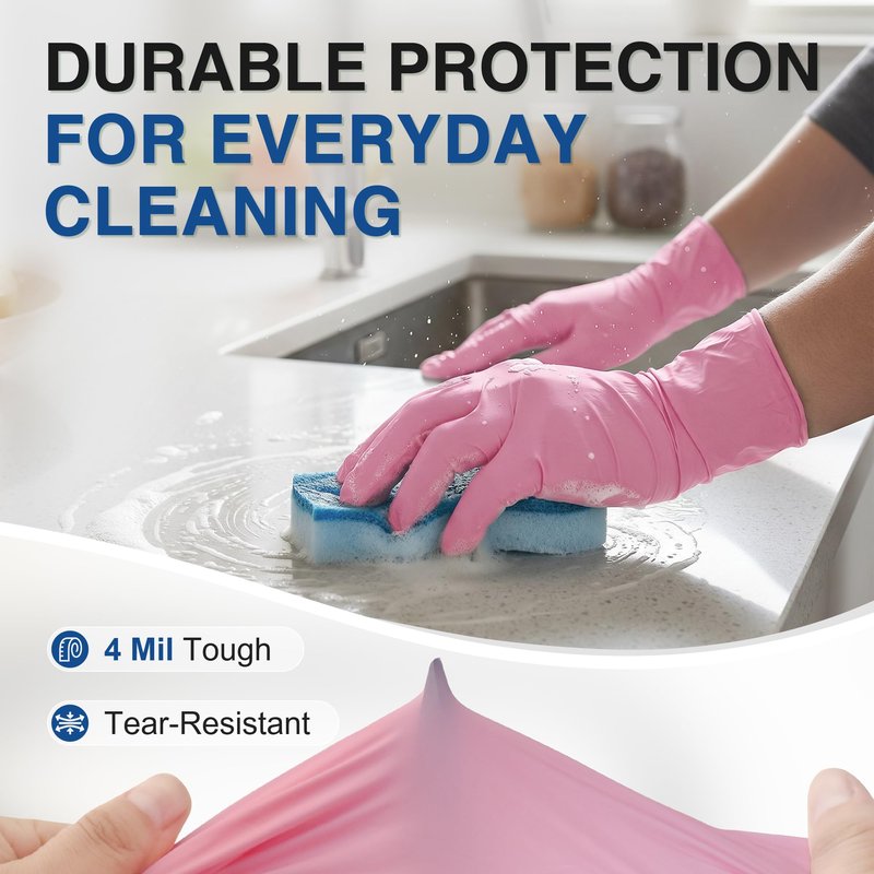 Schneider Nitrile Exam Gloves, 4-mil Medical Gloves Disposable Latex Free, Powder Free, Food Safe Glove for Cooking, Cleaning, Examination, Cherry Blossom, Medium, 100-ct Box