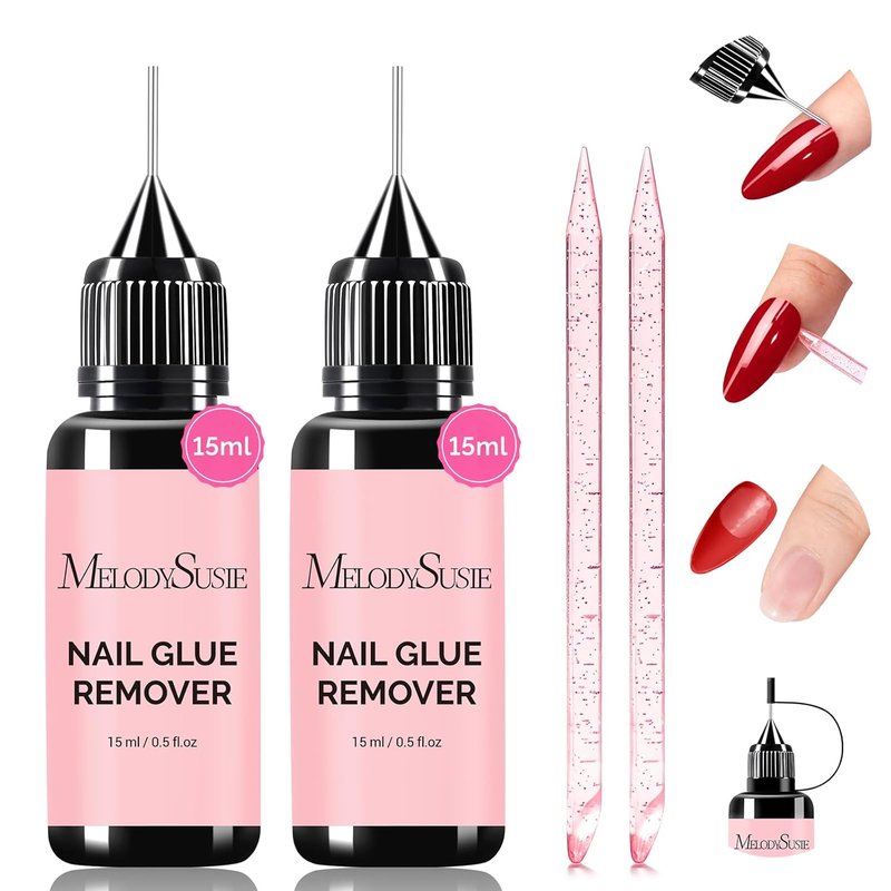 MelodySusie Nail Glue Remover - Acetone-Free Multi-Functional Liquid for Press-On Nails | 2PCS Set