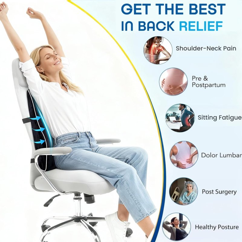 Niceeday Lumbar Support Pillow - Memory Foam Back Cushion for Lower Back Pain Relief | Ergonomic Design