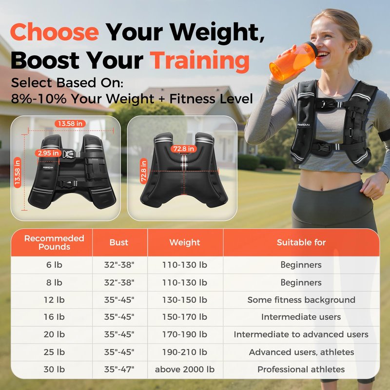 FEIERDUN 12LB Weighted Vest Black