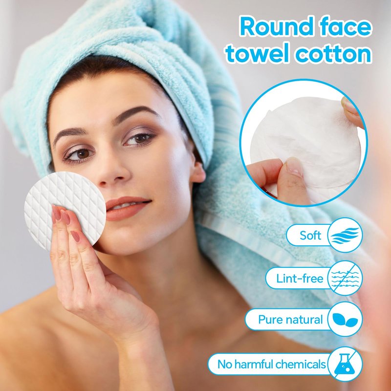 Premium Cotton Rounds（120 Count， Pack of 2 - Cotton Pads for Face, 100% Cotton Makeup Remover Pads, Soft and Lint-Free, for Removing Makeup, Nail Polish