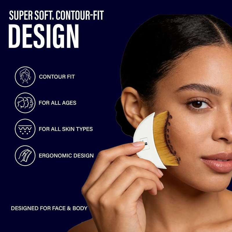 Lymphatic Contour Face Brush - Ultra Soft Bristles for Lymphatic Drainage | Ergonomic Design for Radiant Skin
