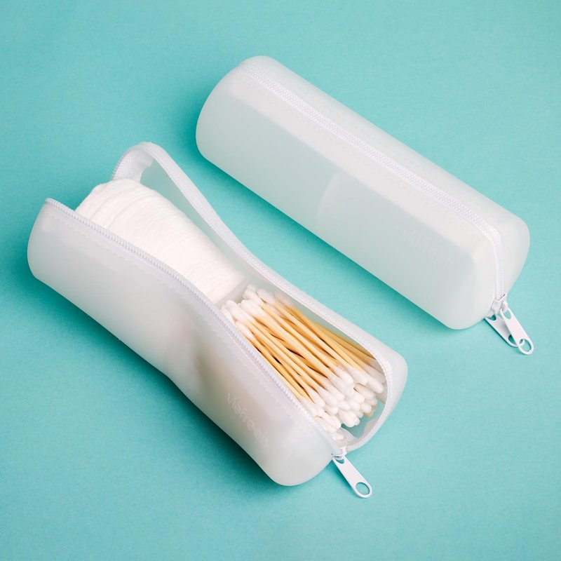 Cotton Round Swab Travel Case - 2-in-1 Portable Hair Accessories Organizer | Hair Tie & Bobby Pin Holder