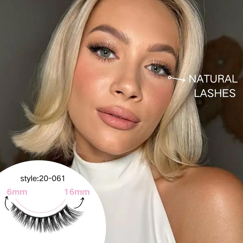 Azenlo False Eyelashes 20 Pairs Wispy Lashes Faux Mink Lashes 14mm 3D Fluffy Cat Eye Lashes （style 20-061)