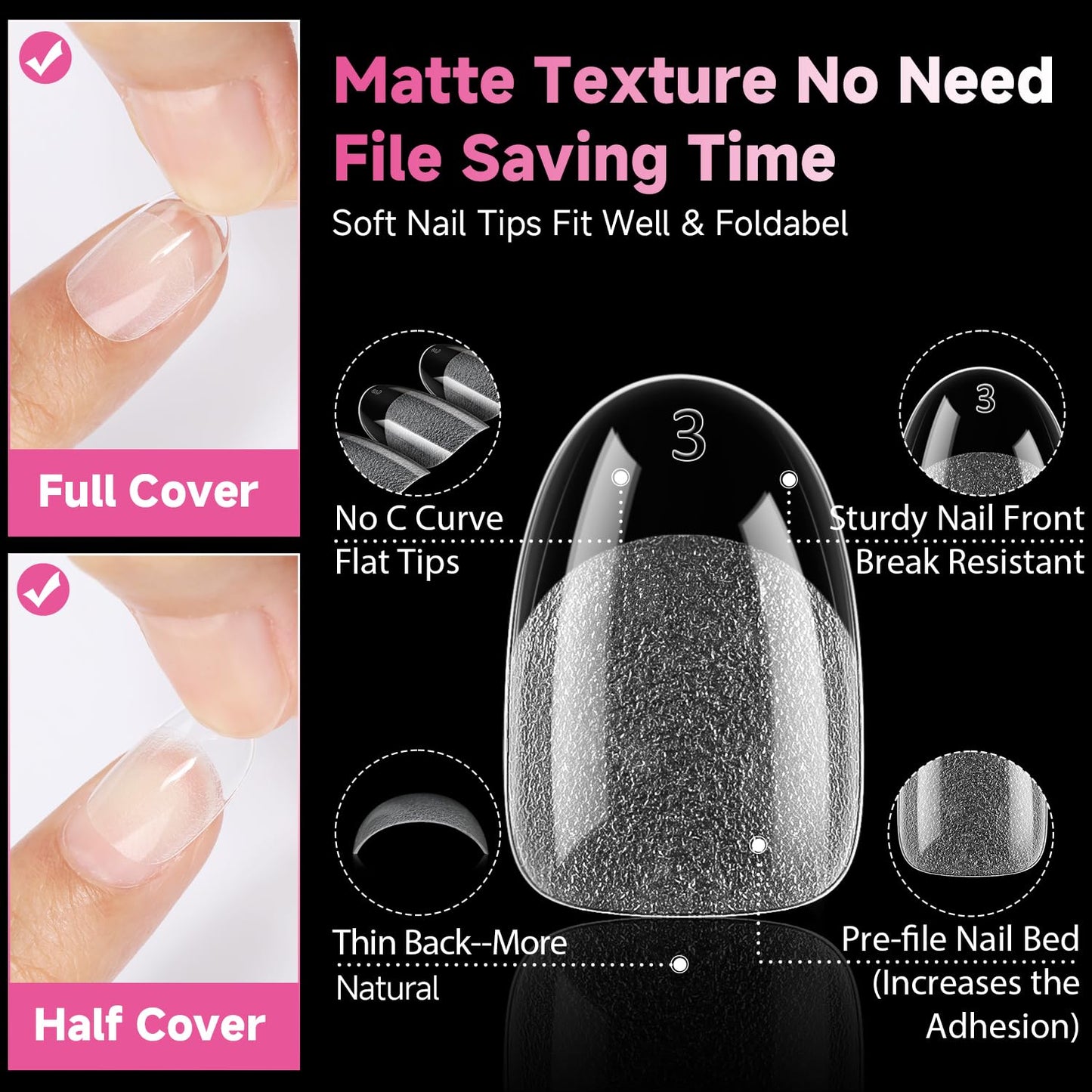 UNA GELLA Short Oval Round Nail Tips Pre Etched Short Oval Gel Nail Tips Soft Gel Full Cover Press on Nails for Nails Extension Art DIY Salon 216Pcs 12 Sizes
