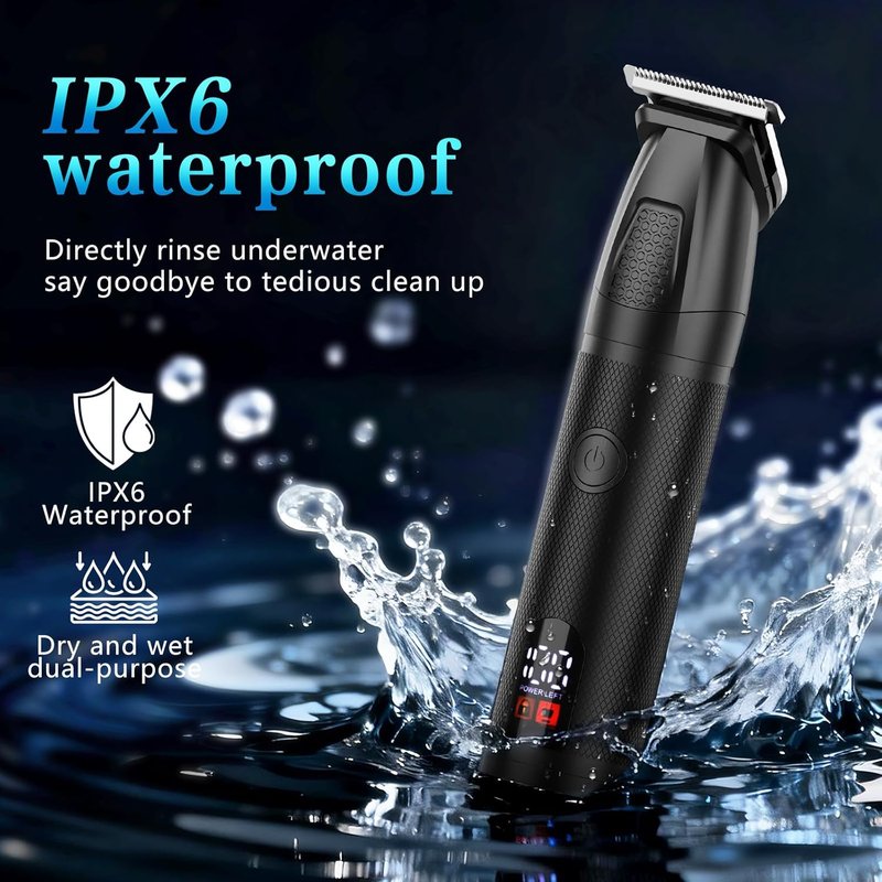 Beard Trimmer for Men - 6-in-1 Cordless Waterproof Grooming Kit | LED Display, USB Rechargeable