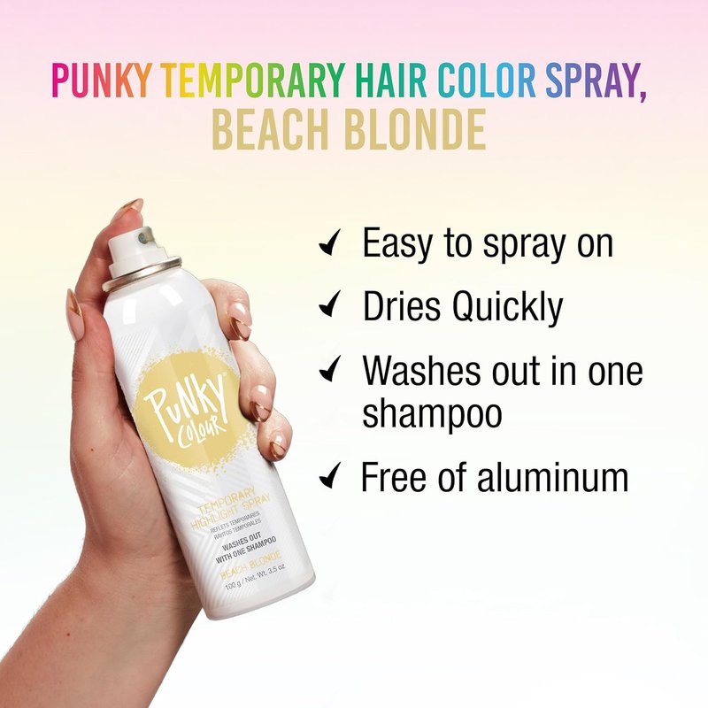 Punky Beach Blonde Temporary Hair Highlight Spray - 3.5 oz | Vibrant Color for Effortless Style