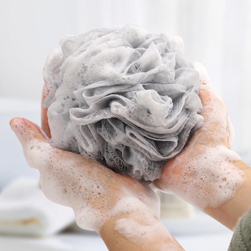 8 Small Mesh Pouf Bath Sponge - Mesh Loofah Body Exfoliating Shower Ball Shower Sponge