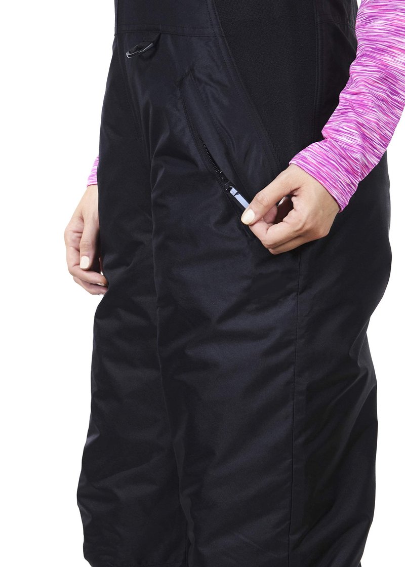 Arctic Quest Womens Ski Snow Bibs Pants Insulated Water Resistant Overalls Snowboarding Winter Waterproof Pants Women, Black, Small