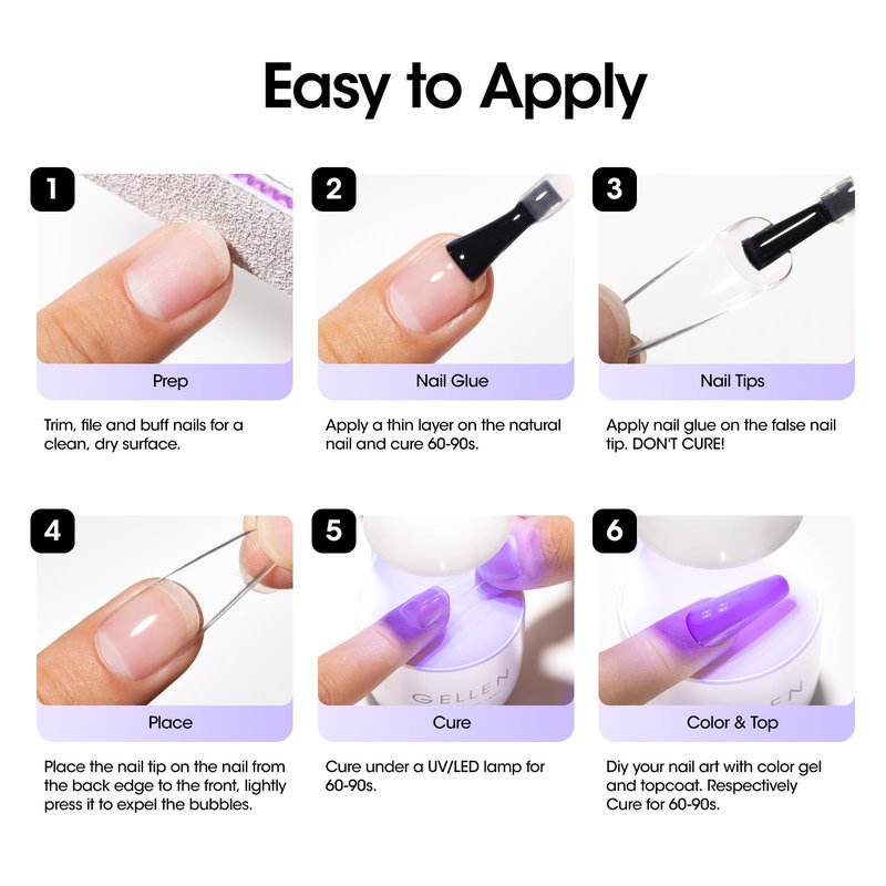 Gellen 4 in 1 Nail Glue for Nail Tips, 18ML Nail Gel Glue for Soft Gel Nails Tips and Clear Press on Nails, Long Lasting Easy Nail Extension Gel, UV Led Lamp Needed
