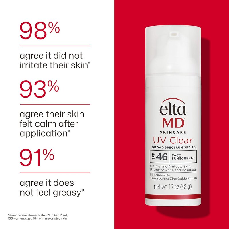 EltaMD UV Clear Face Sunscreen - Oil-Free SPF 46 with Zinc Oxide | Dermatologist Recommended, 1.7 oz