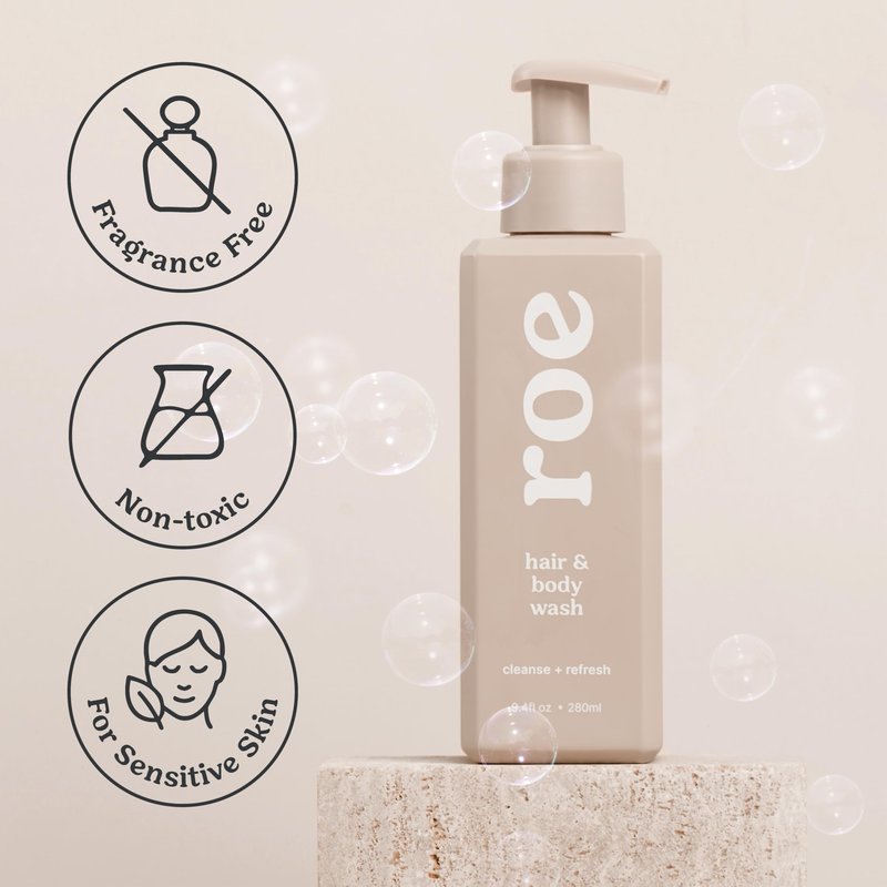 Roe Wellness- Toddler & Baby Body Wash & Shampoo Moisturizing Clean Ingredients | Suitable for Sensitive Skin, Fragrance-Free, Natural Vanilla Scent, Fresh Cleaning | 9.4 fl oz.