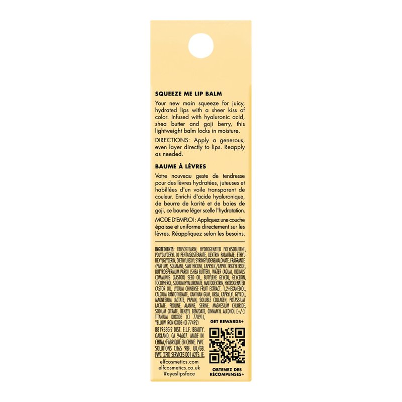 e.l.f. Squeeze Me Lip Balm, Moisturizing Lip Balm For A Sheer Tint Of Color, Infused With Hyaluronic Acid, Vegan & Cruelty-free, Vanilla Frosting