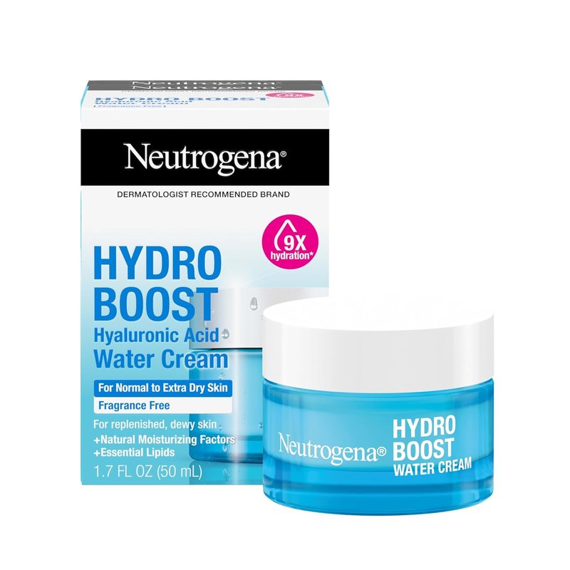 Neutrogena Hydro Boost Water Cream - 72 Hr Hydration Face Moisturizer with Hyaluronic Acid | 1.7 oz & Trial Size Gel Cleanser | Fragrance Free