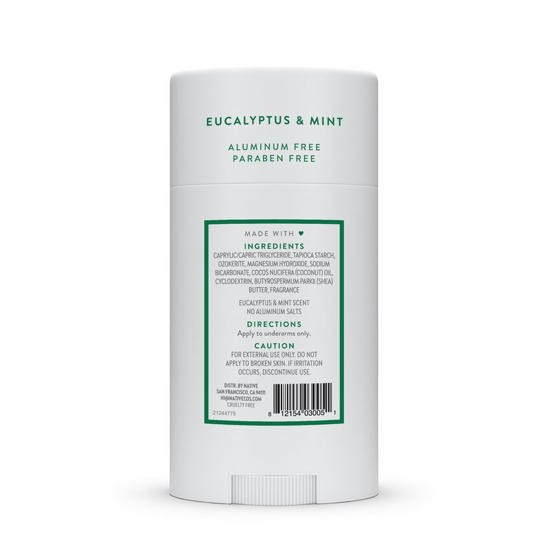 Native Deodorant Contains Naturally Derived Ingredients, 72 Hour Odor Control, Deodorant for Women and Men, Aluminum Free, Eucalyptus & Mint 2.65oz