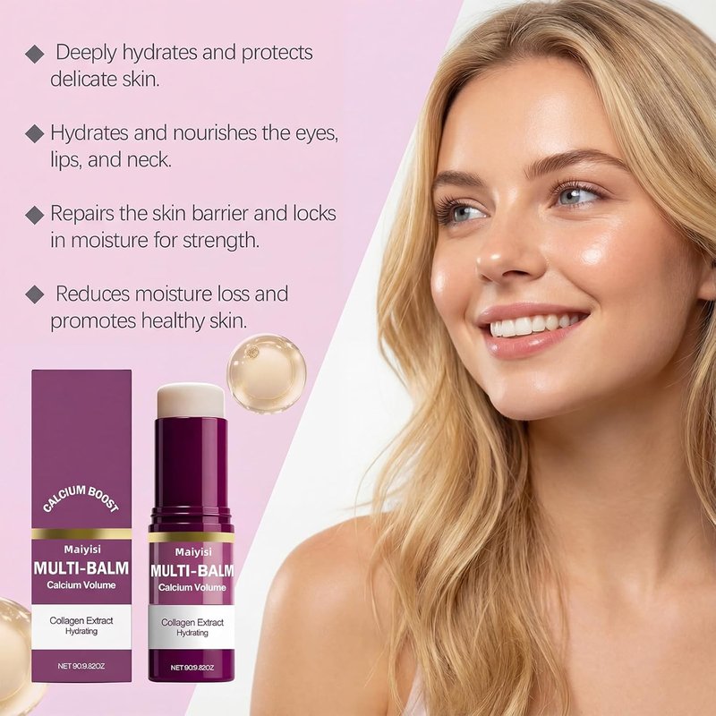 Calcium Volume Multi Balm Stick - Anti-Wrinkle Hydrating Treatment for Face, Eyes, Lips & Neck | Firming & Nourishing Balm