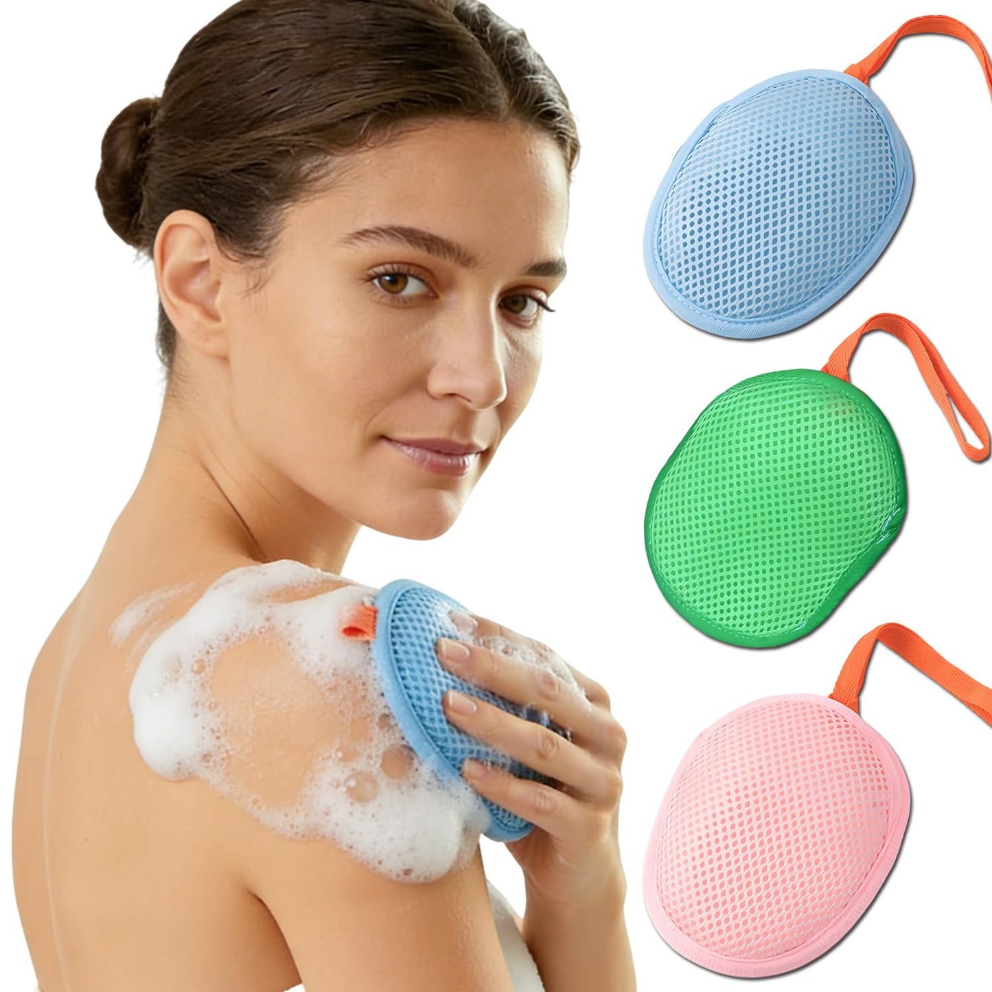 Soap Saver Bag, Exfoliating Soap Bag Bar Soap Pouch, Mesh Soap Bags for Soap Bars Foam Net Soap Saver for Shower Bath, 3PCS
