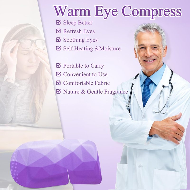 Heated Eye Mask for Sleeping - 16 Packs Self-Heating Steam Eye Masks | Lavender Warm Compress for Home, Office & Travel