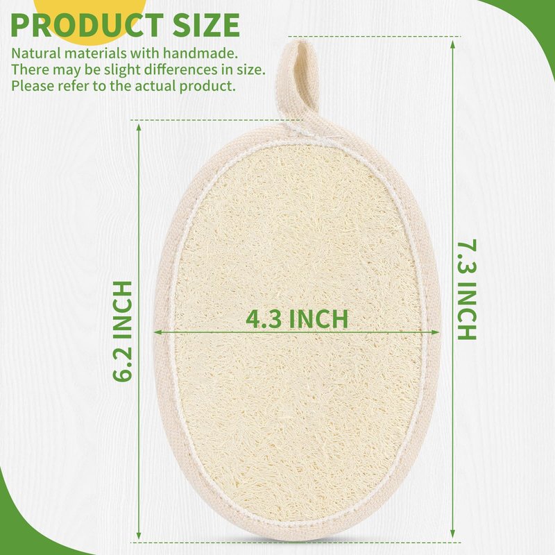 ÖkoStamm 6 Pack Natural Loofah Body Scrubber (6 Pack) - 6.2 * 4.3 Inch Exfoliating Loofah for Removing Dead Skin and Dry Skin, Large Size Loofah Body Sponge for Women and Men to Clean Pores