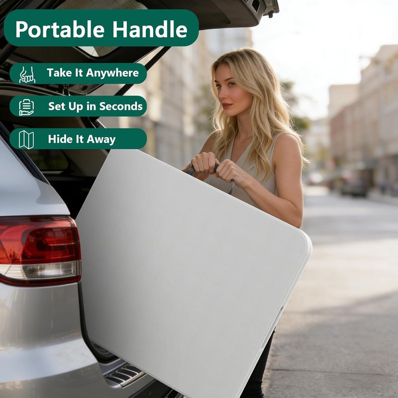 Folding Table 2 Pack - Heavy Duty 6FT Plastic Tables | 400 lbs Capacity, Reinforced Steel Legs, Ideal for Parties & Picnics