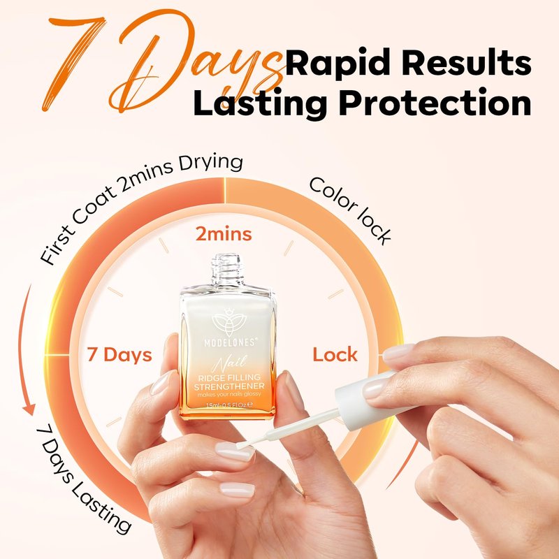 Modelones Nail Strengthener - Milky White Nail Polish for Damaged Nails | 15ml Ridge Filler & Hardener