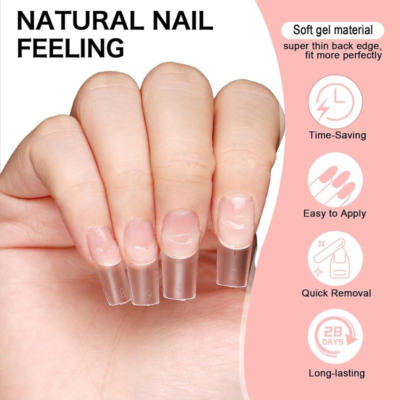 Medium Square Half Cover Nail Tips - 224pcs Full Matte No C Curve Gel Gelly Tips, with Position Line & 12 Sizes for Perfect Nail Extensions