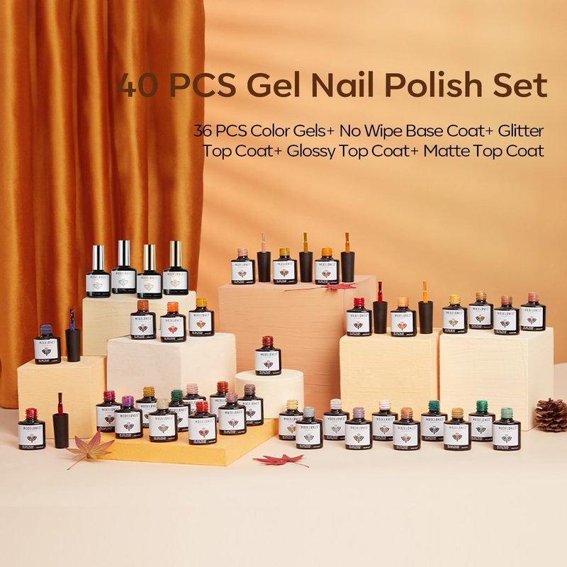 Modelones 40 Pcs Gel Nail Polish Set - Vibrant Colors with Base & Top Coats | Perfect for DIY Manicure