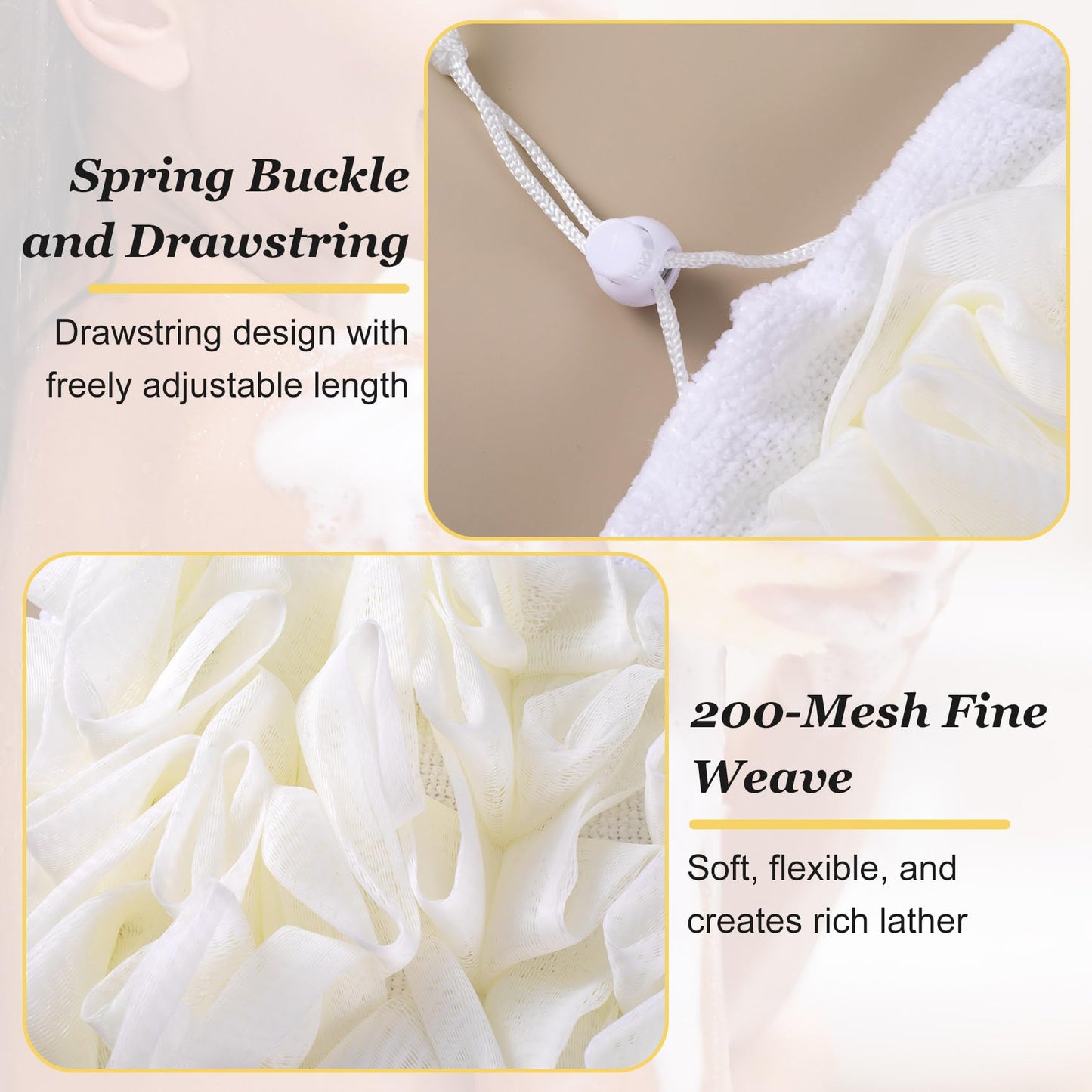 SmallCat 2 Pcs Soap Loofah Pouch, 2 in 1 Soap Bar Loofah, Washable Bar Soap Loofahs Pouch, Loofahs for Bar of Soap Cleansing and Smooth Skin (White)