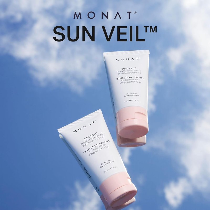MONAT Sun Veil Mineral Sunscreen SPF 50 - Tinted Invisible Defense, Oil-Free Facial Protection, 1.7 Fl Oz